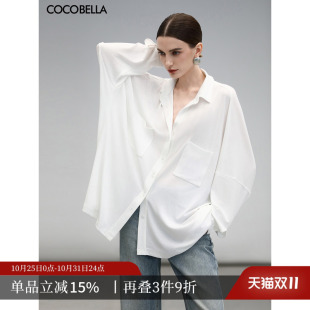SR3193 女Oversize休闲开衫 COCOBELLA微透视蝙蝠袖 廓形白衬衫