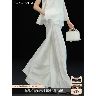 预售CCOCOBELLA设计感侧开衩醋酸阔腿裤女夏莱赛尔防透长裤PA0053
