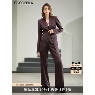 微喇西裤 两件套FT521 女翻领西装 COCOBELLA100%醋酸通勤套装