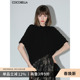 预售COCOBELLA立体抽褶黑色针织短袖 上衣TS7007 T恤女肌理感蝙蝠袖