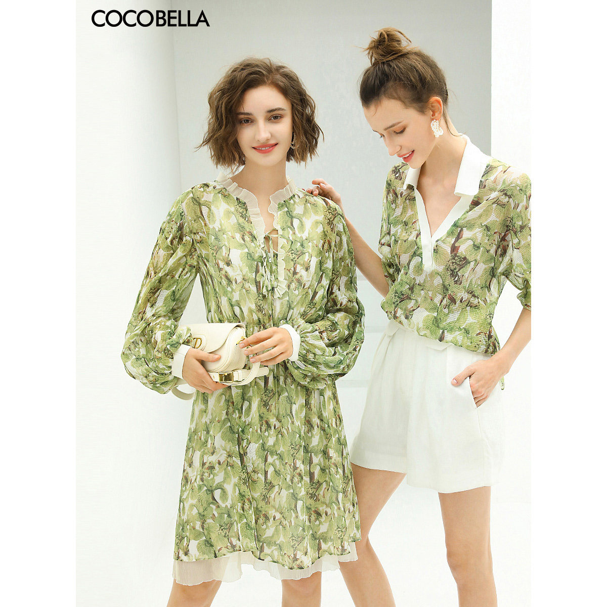 【3件5折】COCOBELLA肌理感压褶花卉印花连衣裙长袖雪纺裙FR512,女装/女士精品,连衣裙,淘宝优惠券,粉丝福利购,淘宝优惠卷