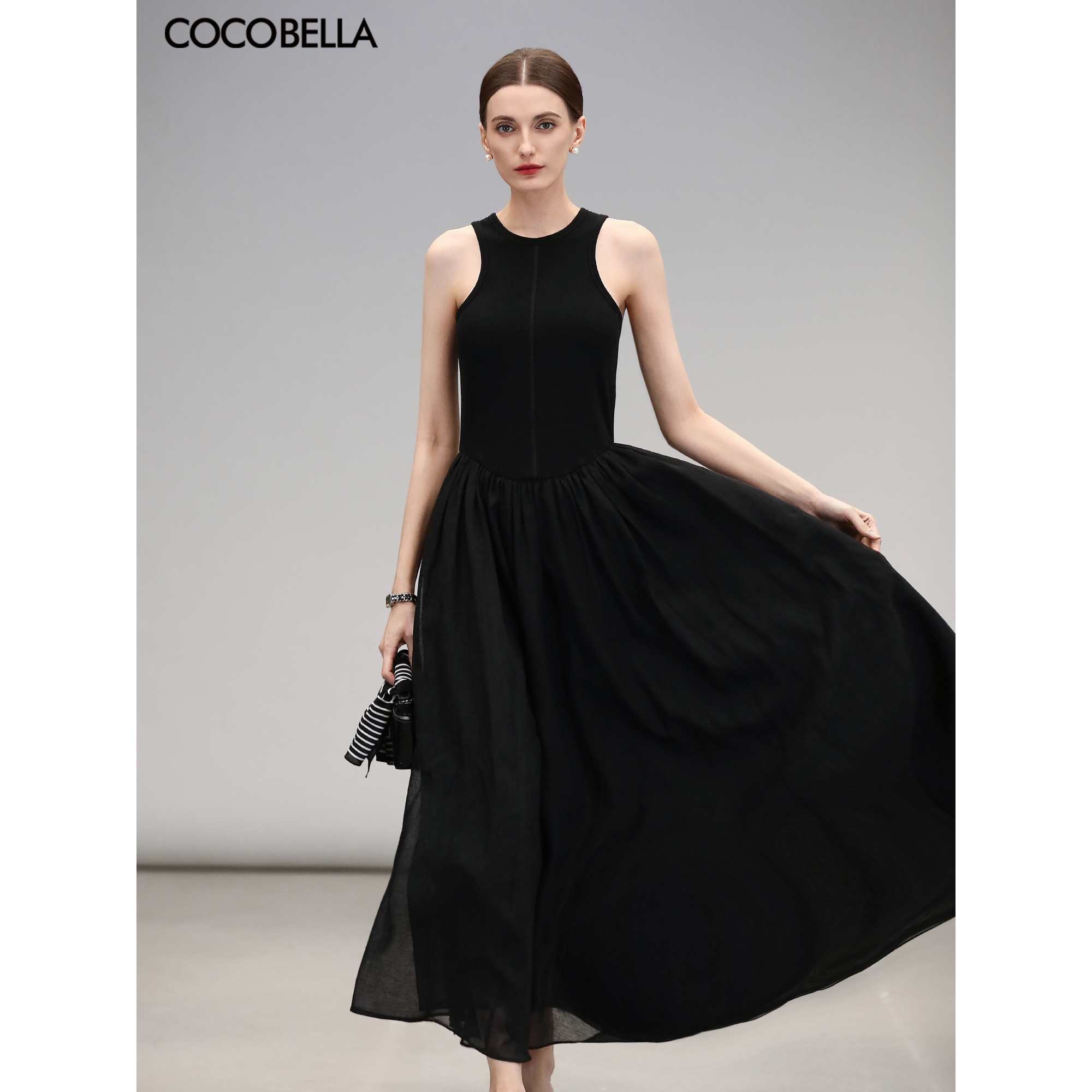 COCOBELLA多层大摆无袖连衣裙