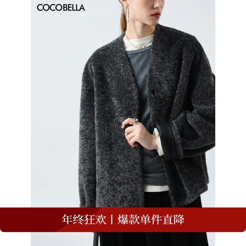 COCOBELLA仿拉贡环保皮草外套