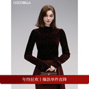 TS7066 COCOBELLA安可拉红亮片丝绒上衣优雅气质衬衫 折扣季