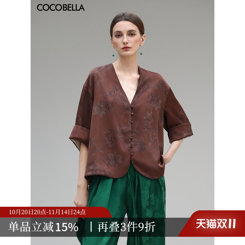 仿香云纱国风衬衫式短外套