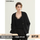 COCOBELLA仿醋酸缎面黑色外套女早春松弛感简约休闲西装 SC3016