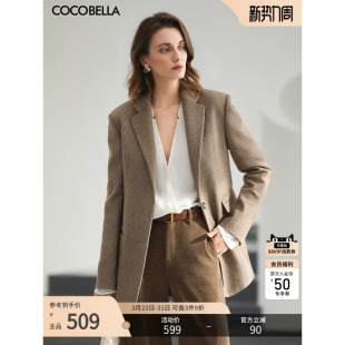 女26早春OL通勤休闲外套SI24 COCOBELLA秀场同版 复古格子西装