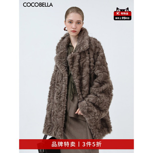COCOBELLA仿小湖羊皮毛一体外套女环保皮草大衣FU3019 3件5折