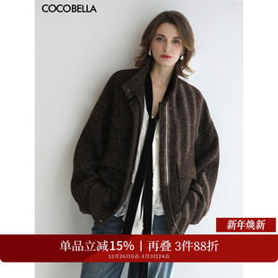 COCOBELLA优雅通勤呢子外套秋冬中长款 休闲毛呢大衣WL3001
