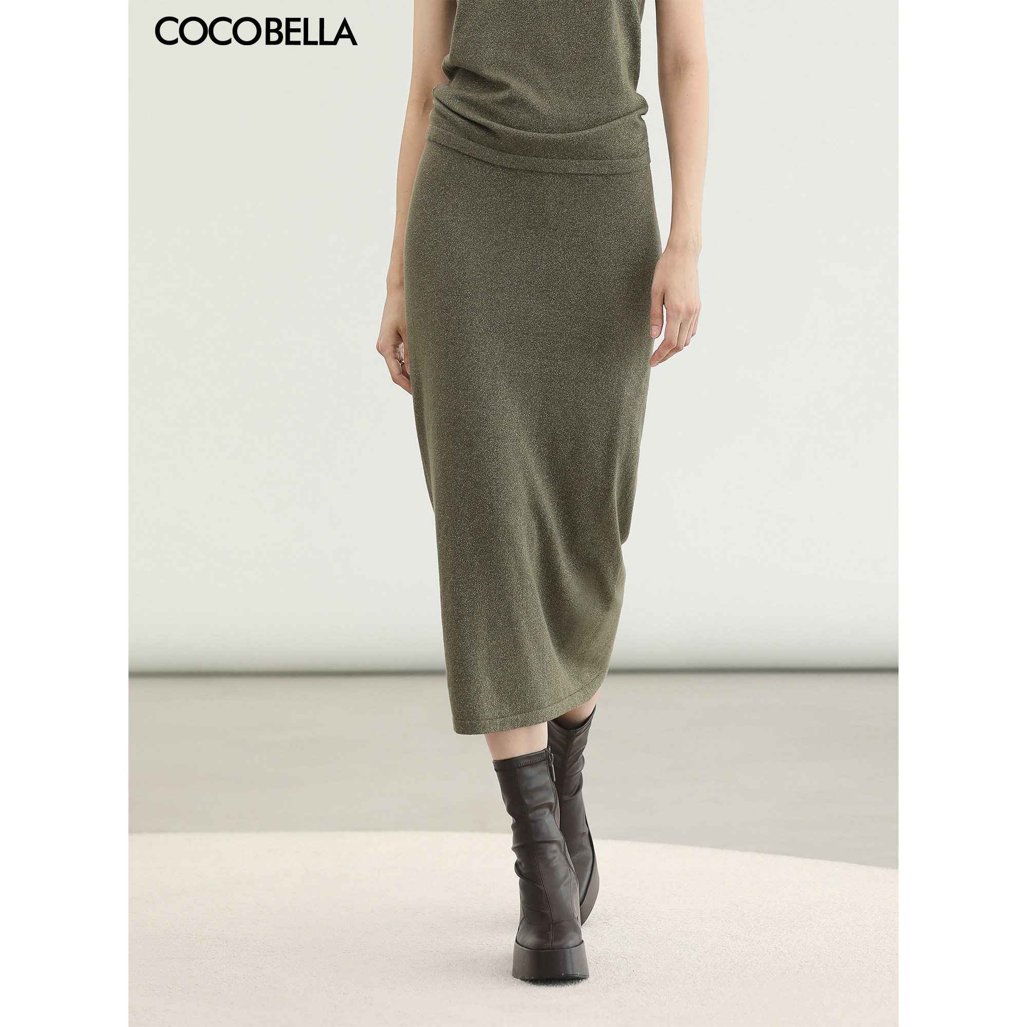 COCOBELLA金葱针织半身裙+吊带