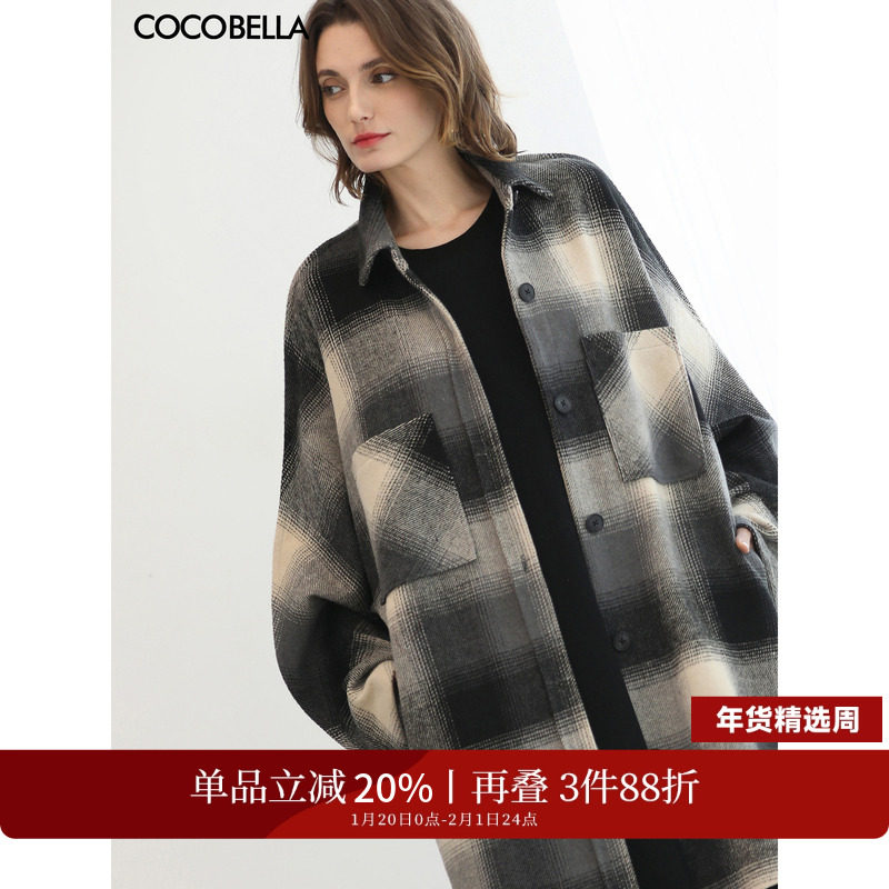 COCOBELLA英伦风格子毛呢外套秋冬中长款翻领呢子大衣WL3223,女装/女士精品,毛呢外套,淘宝优惠券,粉丝福利购,淘宝优惠卷