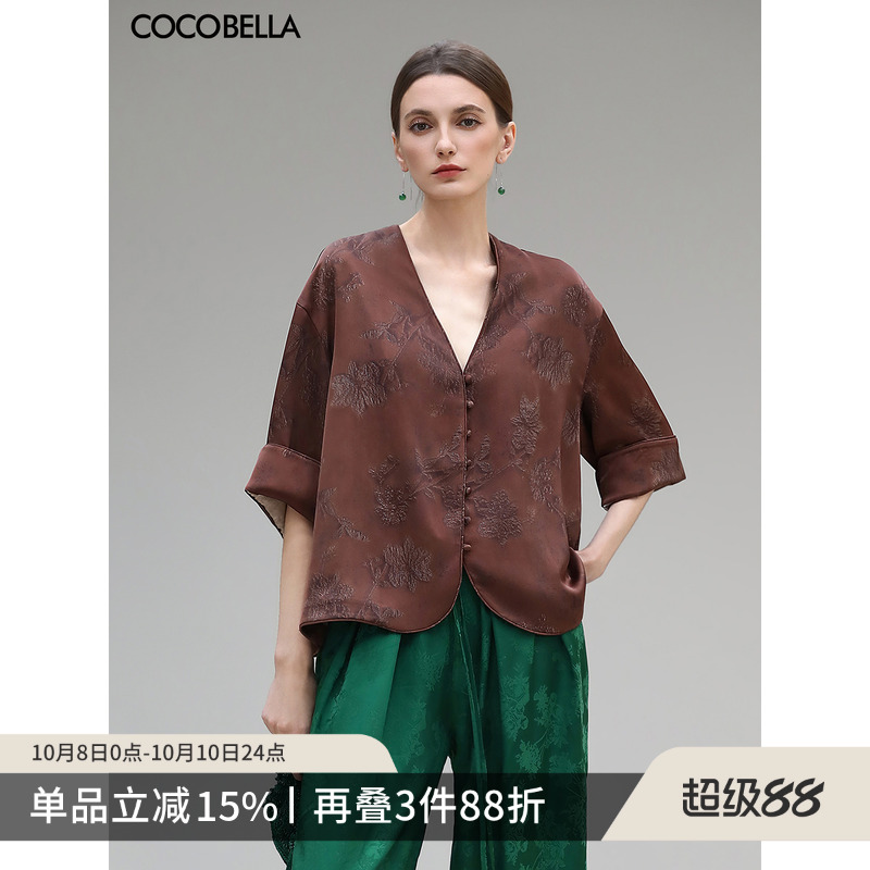 仿香云纱国风衬衫式短外套