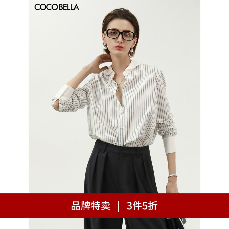 COCOBELLA彼得潘领条纹衬衫