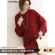 COCOBELLA樱桃红色中长款 MZ3226 厚毛衣女优雅气质宽松休闲针织衫