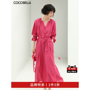 预售COCOBELLA玫瑰花苞腰绳衬衫 裙夏多巴胺连衣裙FR169 3件5折