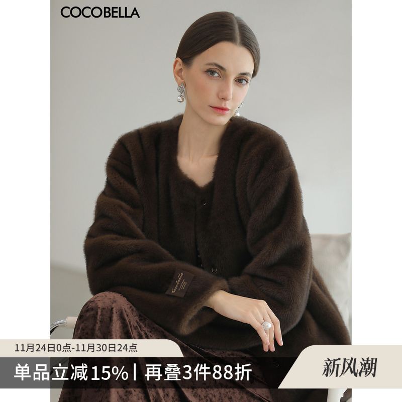 COCOBELLA裸领环保皮草外套