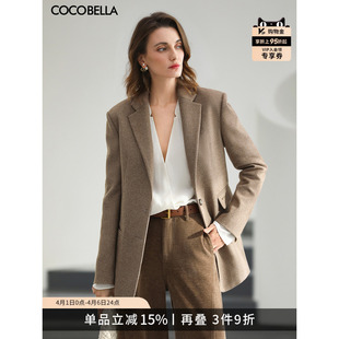 女26早春OL通勤休闲外套SI24 复古格子西装 COCOBELLA秀场同版