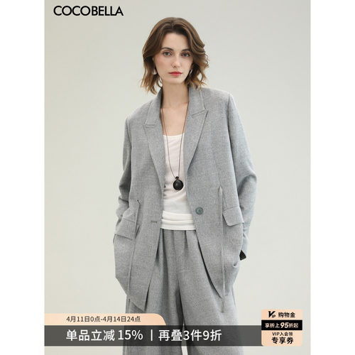 COCOBELLA格雷系花纱休闲感西装