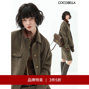 COCOBELLA灯芯绒回潮PU拼接外套休闲加绒谷仓夹克SC518 3件5折