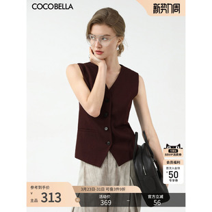 COCOBELLA安可拉红无领西装 风马夹简约气质通勤休闲马甲WS7007