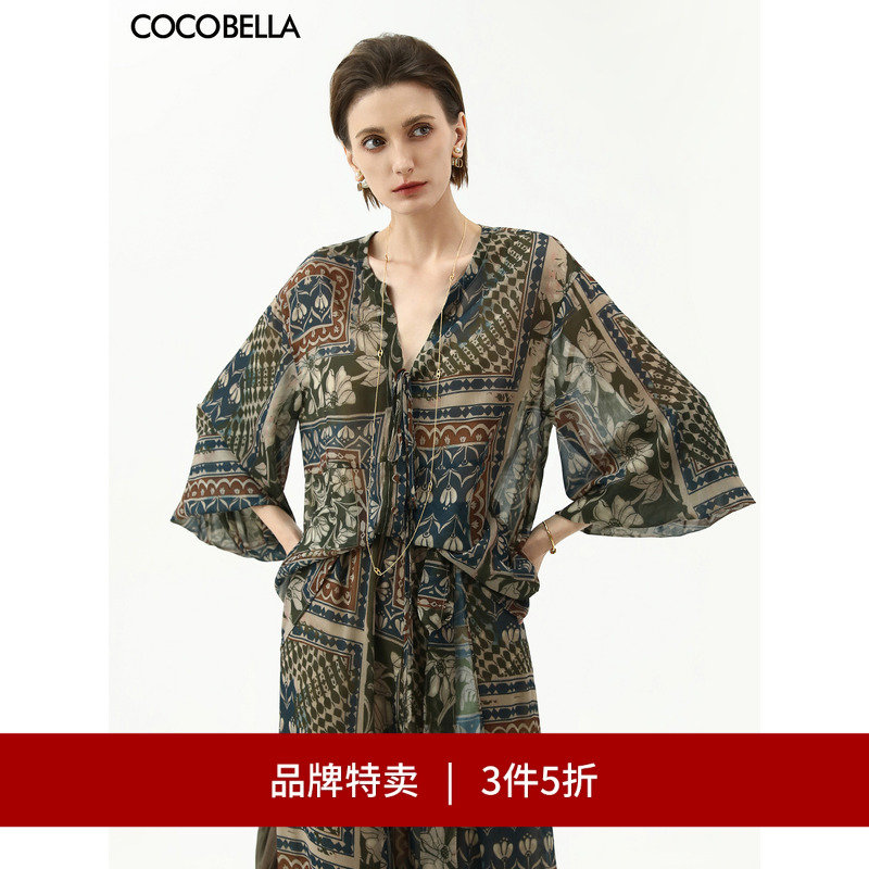 COCOBELLA波普印花雪纺衬衫