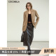 COCOBELLA高智纹理感PU皮裙高腰半身裙女新款 直筒开叉长裙HS137