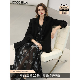 通勤正装 西服外套SI57B 女春新款 COCOBELLA高智感黑色廓形休闲西装