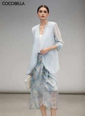 COCOBELLA设计感绑带碎花印花雪纺半身裙女夏围裹式仙女裙HS123