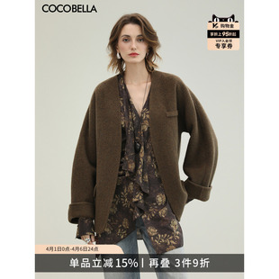 毛呢外套WL3019 COCOBELLA双面呢手工羊毛大衣女秋冬气质通勤短款