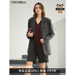 高腰短裤 两件套FT507 格纹通勤休闲套女OL西装 COCOBELLA时尚