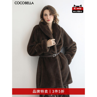 COCOBELLA仿天鹅绒整貂环保皮草外套保暖大衣FU0008 3件5折