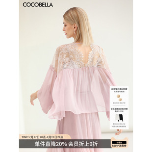 COCOBELLA女人味蕾丝雪纺开衫女夏遮阳飘逸粉色上衣KC0003-3