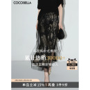 新中式 烫金网纱半身裙女开叉长裙HS0028 浮金碎影 COCOBELLA