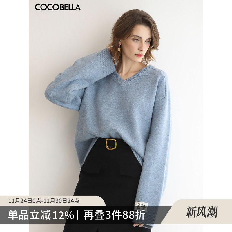 简约不简单V领针织衫通勤毛衣