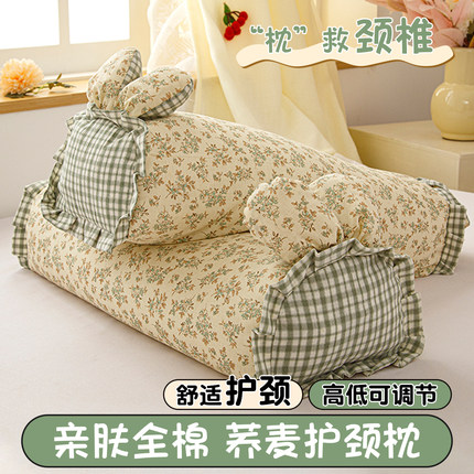 全棉双层纱荞麦壳枕头护颈椎助睡眠枕芯儿童学生宿舍睡觉专用硬枕