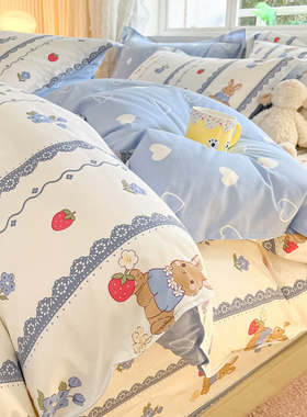 纯棉100全棉被套单件被罩150x200x230加厚被单床套罩四件四季通用