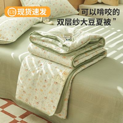 100%全棉双层纱大豆夏被透气轻盈