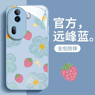 适用opporeno11pro手机壳新款reno10pro+玻璃9小清新reno7油画花朵8se高级reno6/5女款findx7防摔x6保护套por