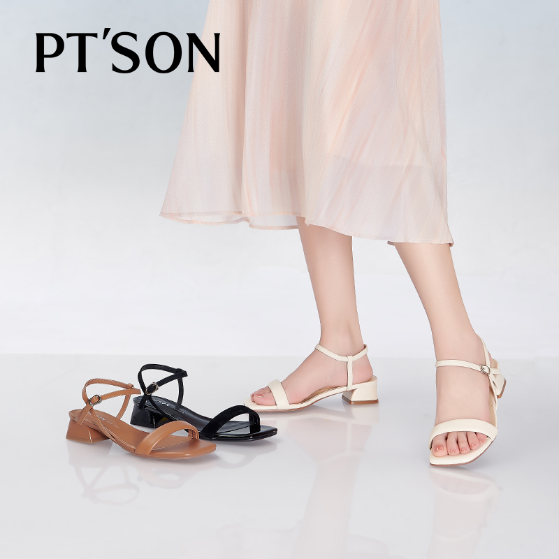 百田森简约一字带凉鞋