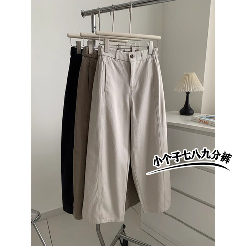 145七分日系工装直筒裤女夏季天丝棉小个子奶奶裤九分萝卜裤xxs码