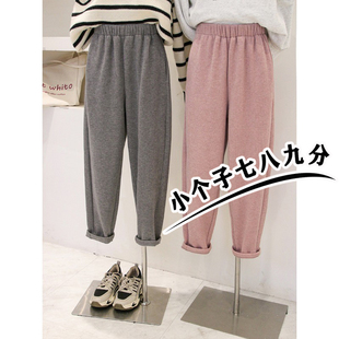 xxs145欧货七八分奶奶裤 小个子 女秋冬加绒加厚高腰宽松休闲萝卜裤