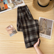 小矮个子145七分格子毛呢裤 女秋冬加绒加厚显高休闲哈伦萝卜裤 xxs
