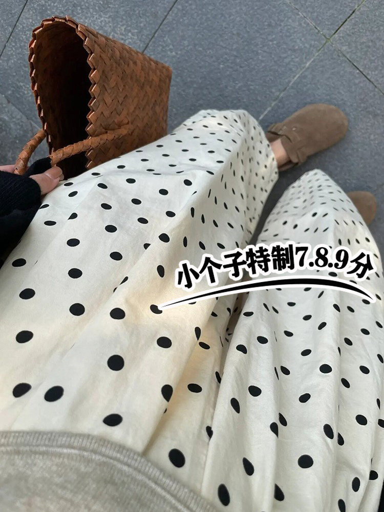 145xs七分直筒波点气球裤女夏季薄款百搭宽松阔腿八分小个子裤子8 - 实物图