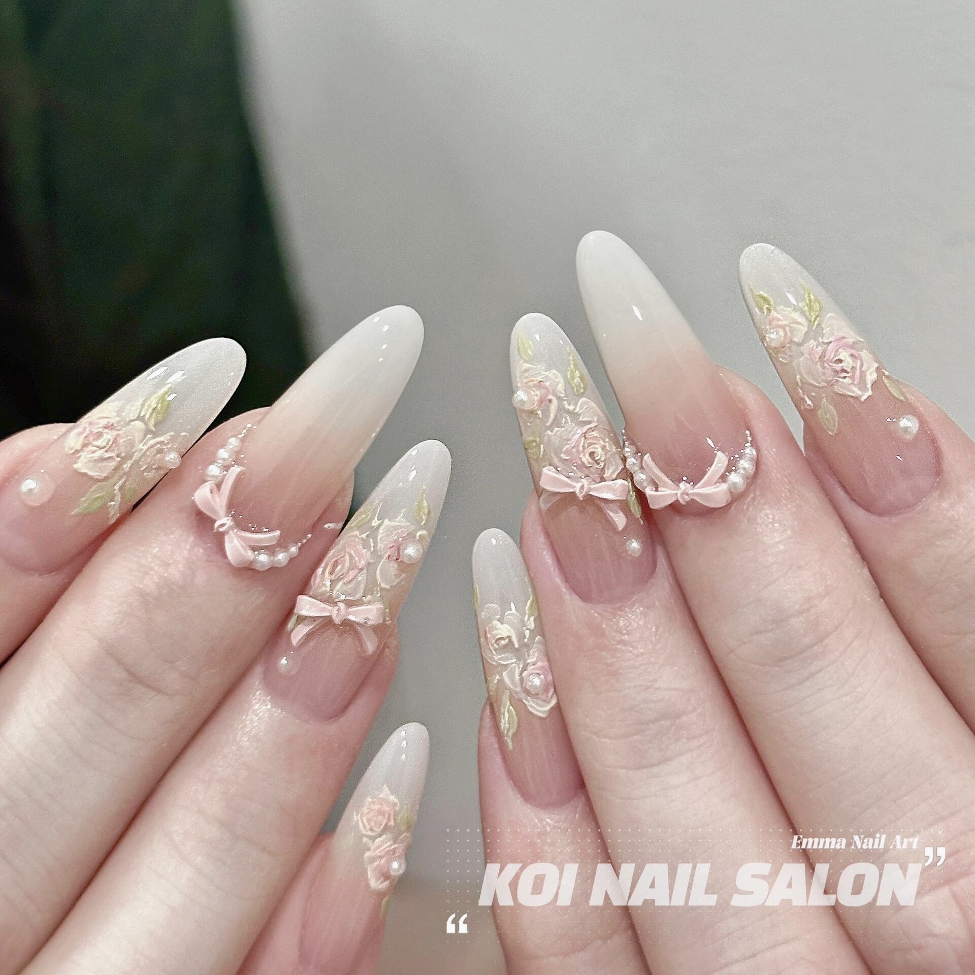 手工定制新娘显白裸色白色立体玫瑰婚甲孕妇中长款蝴蝶结穿戴甲