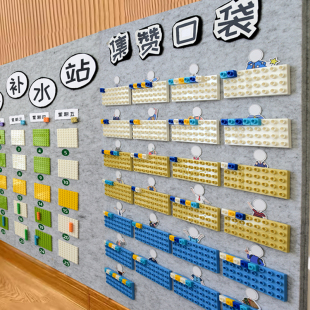集赞口袋补水喝水积木墙面墙饰贴幼儿园区角区域环创自制材料投放