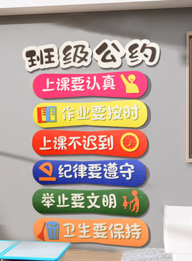 幼儿园小学班级公约立体墙面墙饰贴教室文化墙励志标语环创材料