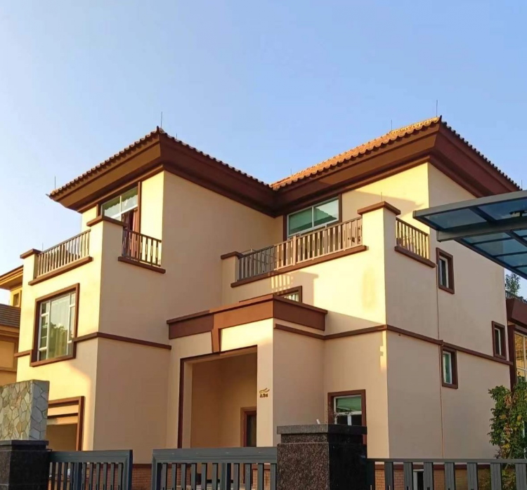 米黄色咖啡色外墙哑光防水耐候乳胶漆别墅自建房流行网红色墙面漆