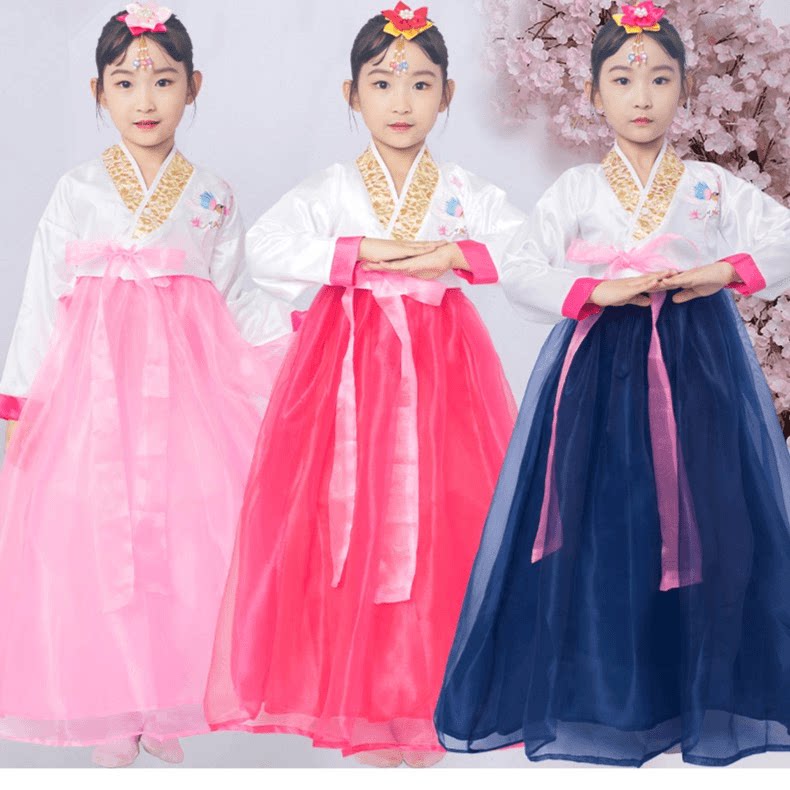传统韩国表演韩服男朝鲜族童装宝宝古装小孩服装儿童女春夏女童出