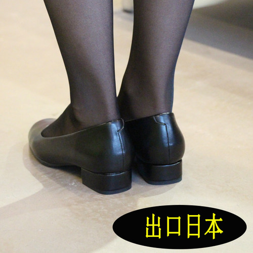 OL职业女鞋黑色真皮平