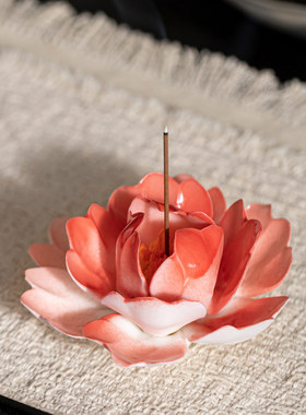 喜确JASMIN|画阑余春非遗陶瓷手捏花摆件线香插香座香托装饰品